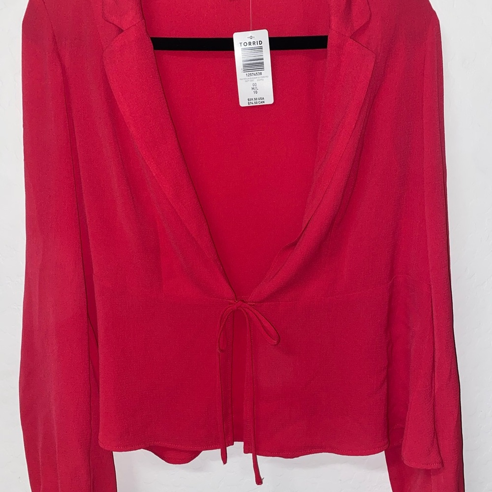 Torrid Red Sheer Blouse